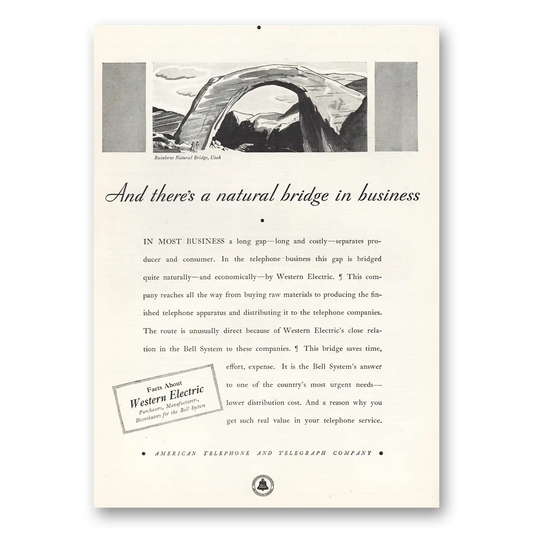 1932 Western Electric National Bridge Utah Vintage Magazine Print Ad