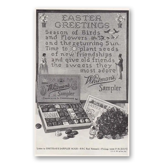 1932 Whitmans Chocolates Easter Greetings Vintage Magazine Print Ad