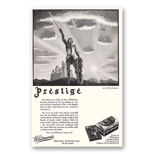 1932 Whitmans Chocolates Chocolate Prestige Vintage Magazine Print Ad