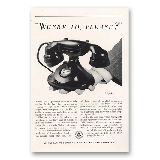 1933 American Telephone Where to Please Vintage Magazine Print Ad