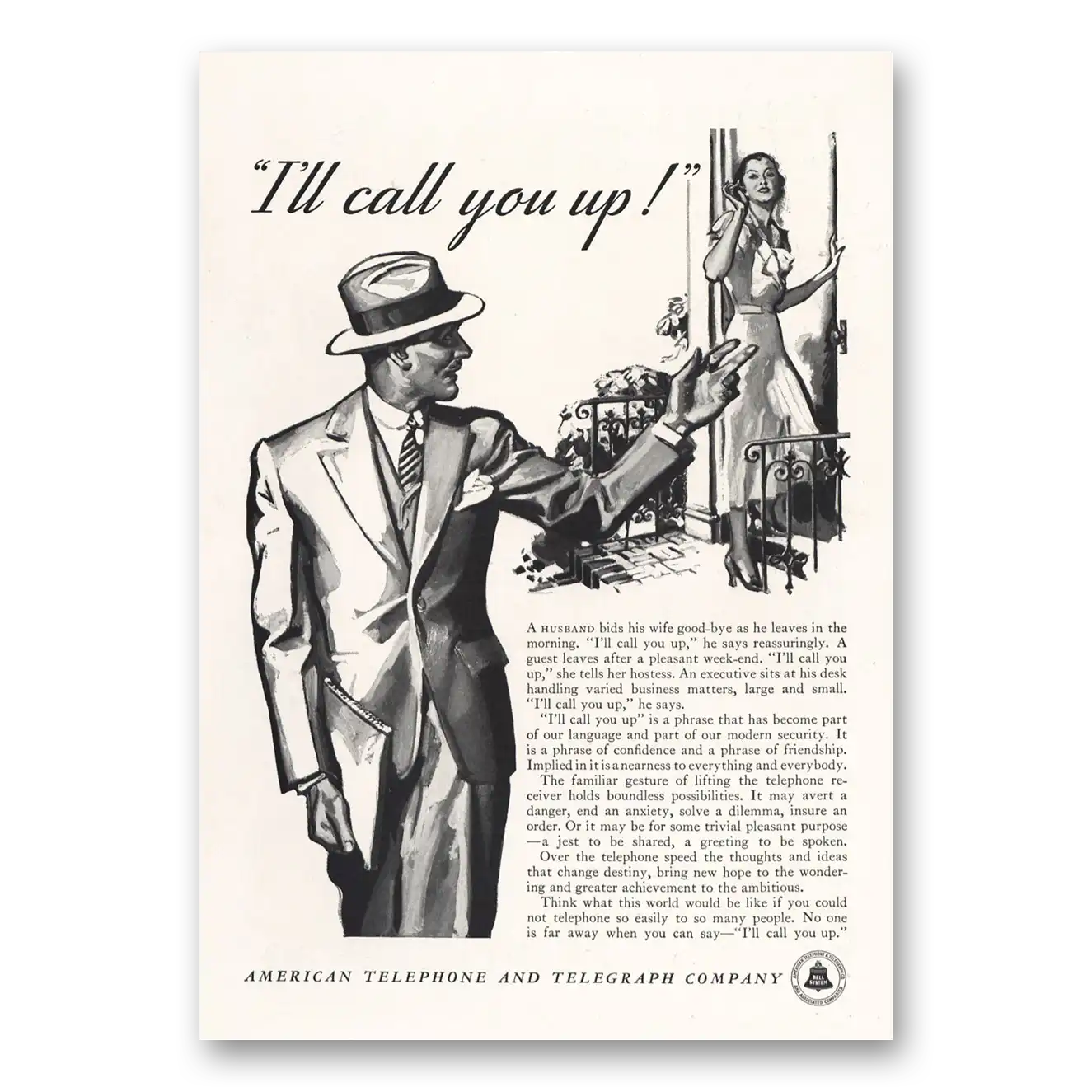 1933 American Telephone Call You Up Vintage Magazine Print Ad