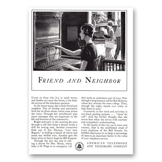 1933 American Telephone Friend and Neighbor Vintage Magazine Print Ad