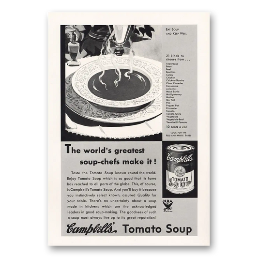 1933 Campbells Tomato Soup Worlds Greatest Soup Chef Vintage Magazine Print Ad