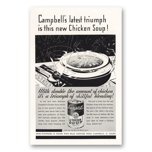 1933 Campbells Chicken Soup Latest Triumph Vintage Magazine Print Ad