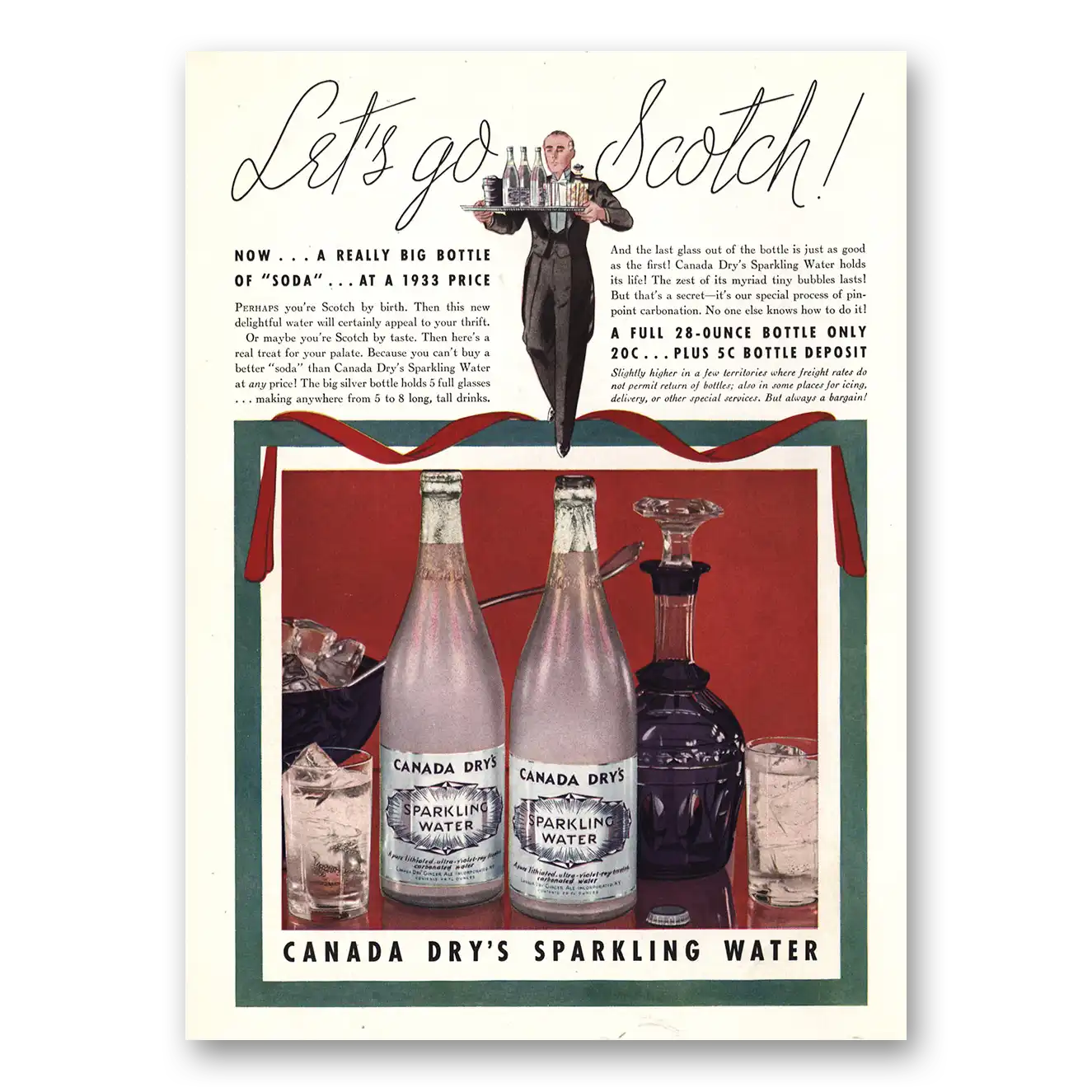 1933 Canada Dry Lets Go Scotch Vintage Magazine Print Ad