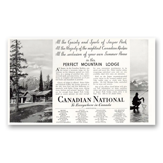 1933 Canadian National Railways All the Gaiety and Sports of Jasper Park Vintage Magazine Print Ad