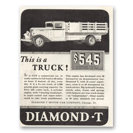 1933 Diamond T Trucks This Is a Truck Vintage Magazine Print Ad