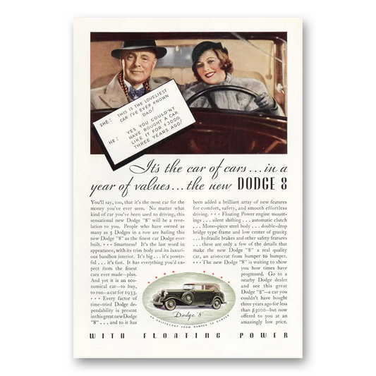 1933 Dodge Eight This is the Loveliest Car Vintage Magazine Print Ad