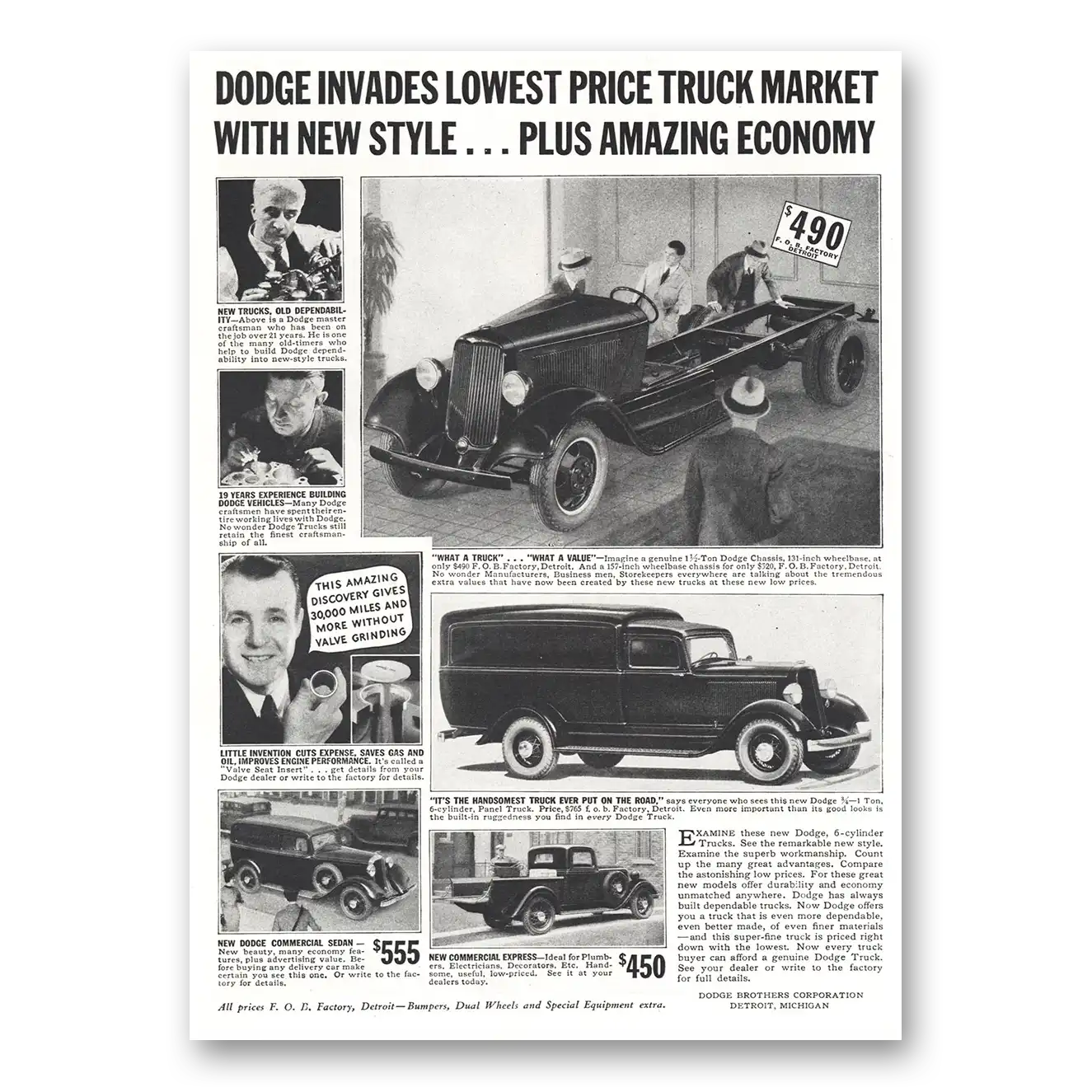 1933 Dodge Trucks Lowest Price Truck Market With New Style Vintage Magazine Print Ad