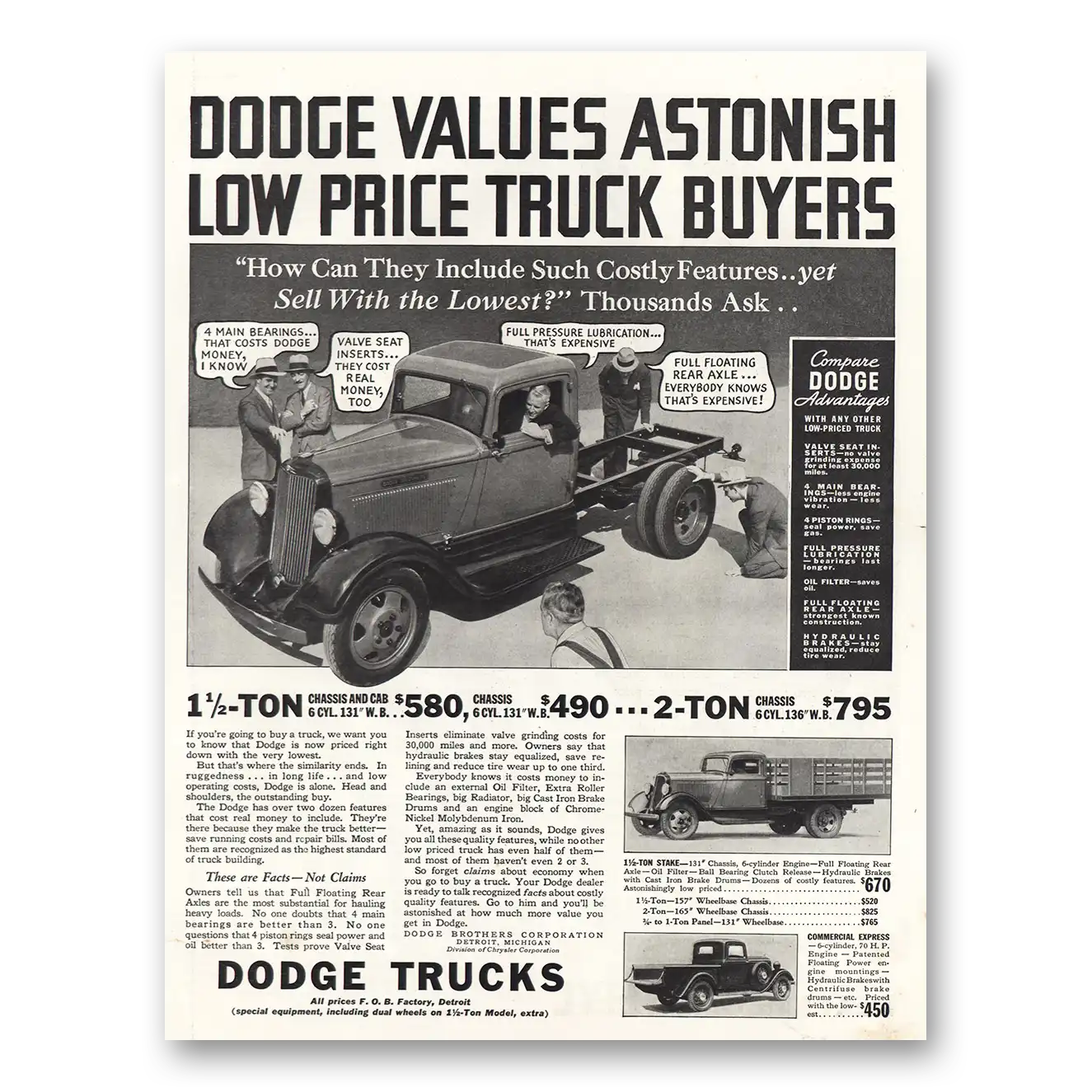 1933 Dodge Trucks Values Astonish Vintage Magazine Print Ad