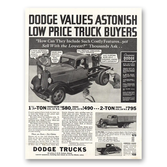 1933 Dodge Trucks Values Astonish Vintage Magazine Print Ad