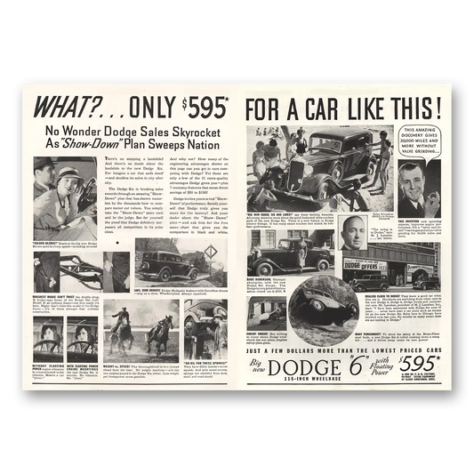 1933 Dodge Show Down Plan Sweeps Nation Vintage Magazine Print Ad