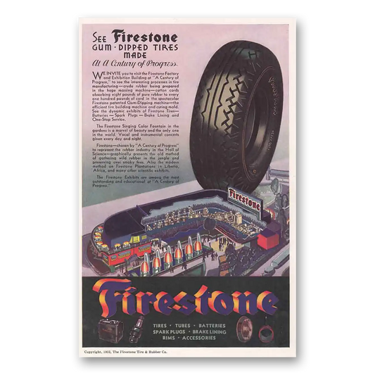 1933 Firestone Tires Gum Dipped Tires Century of Progress Vintage Magazine Print Ad