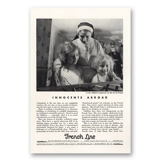 1933 French Line Innocents Abroad Vintage Magazine Print Ad