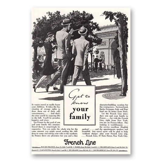 1933 French Line Get to Know Your Family Vintage Magazine Print Ad