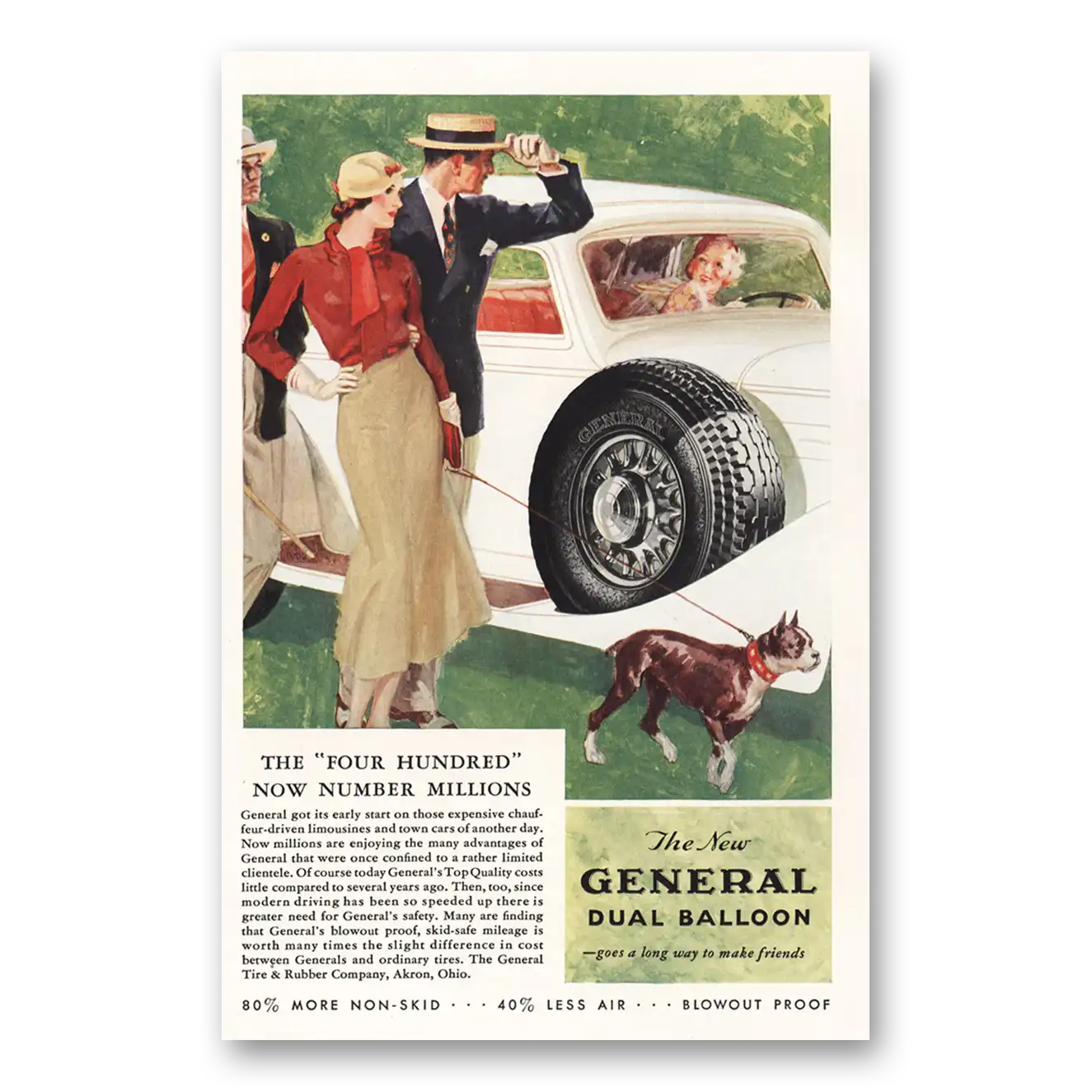 1933 General Tire Dual Balloon Tire Four Hundred Now Number Millions Vintage Magazine Print Ad