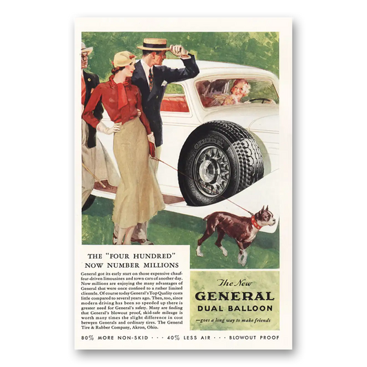 1933 General Tire Dual Balloon Tire Four Hundred Now Number Millions Vintage Magazine Print Ad