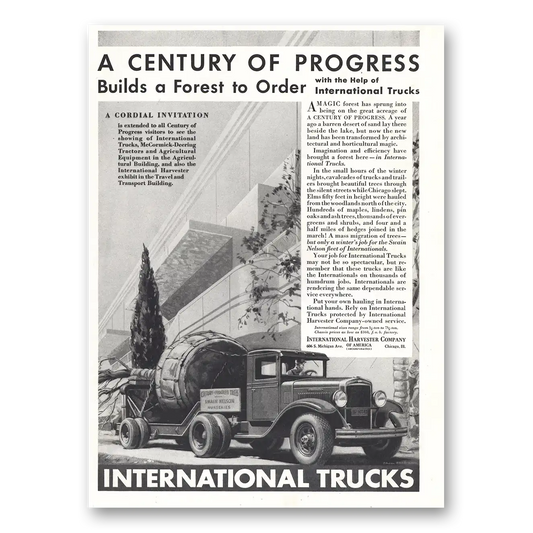 1933 International Trucks Century of Progress Vintage Magazine Print Ad