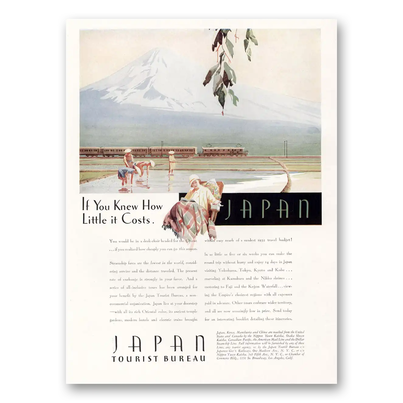 1933 Japan You Knew How Little It Costs Vintage Magazine Print Ad