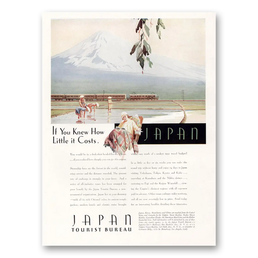 1933 Japan You Knew How Little It Costs Vintage Magazine Print Ad