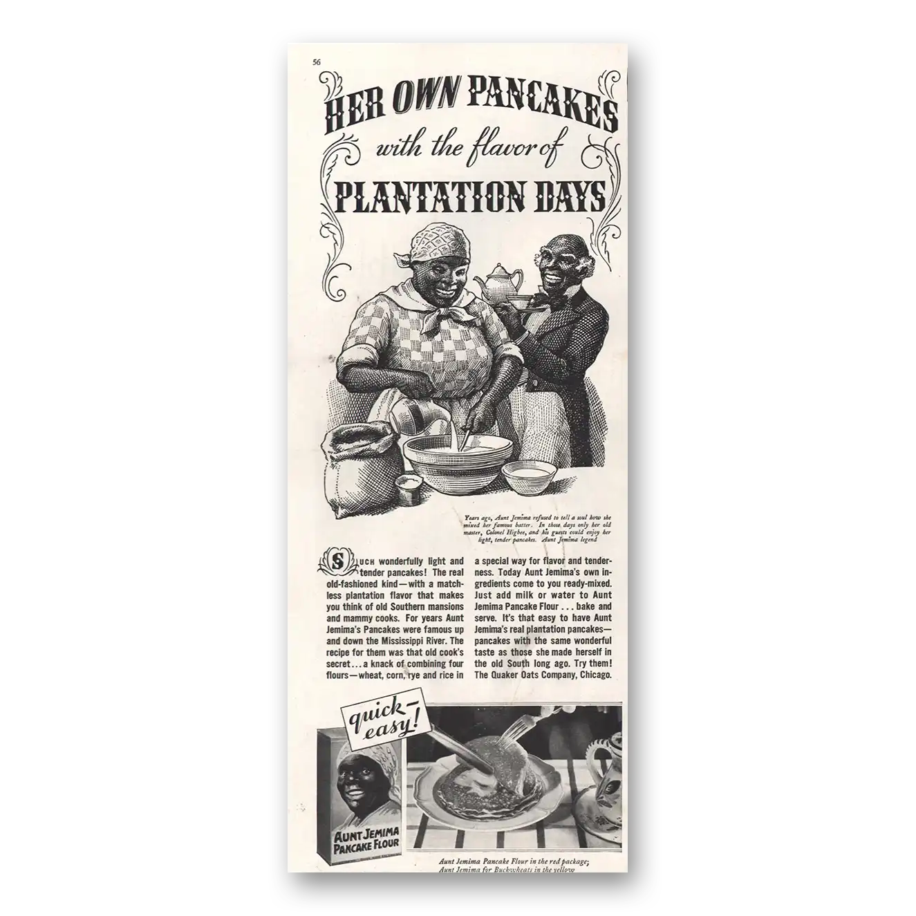 1933 Aunt Jemima Plantation Days Vintage Magazine Print Ad