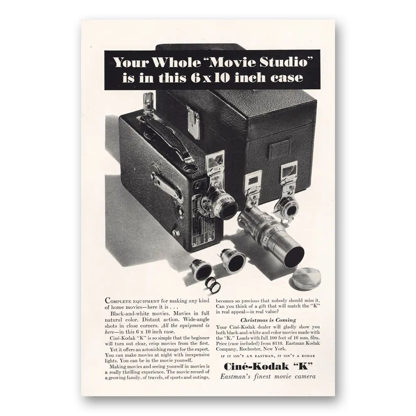 1933 Cine Kodak K Camera Whole Movie Studio Vintage Magazine Print Ad