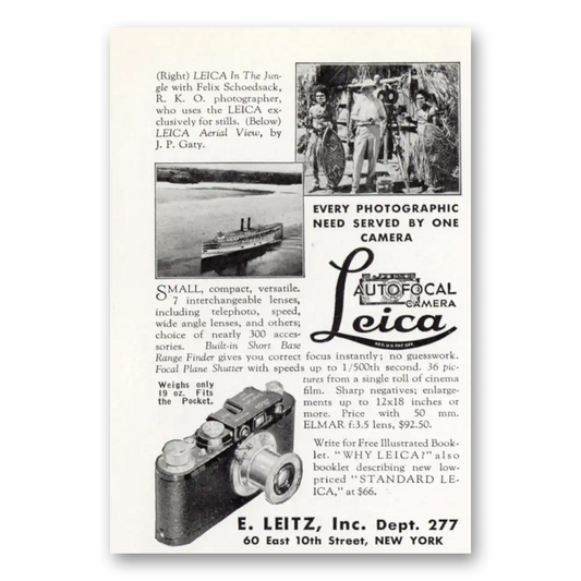 1933 Leica Cameras Autofocal Camera Jungle Felix Schoedsack Vintage Magazine Print Ad