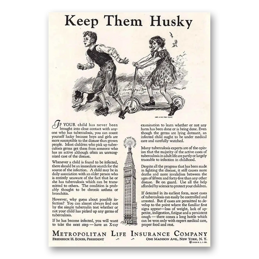 1933 Metropolitan Life Insurance Keep Them Husky Vintage Magazine Print Ad