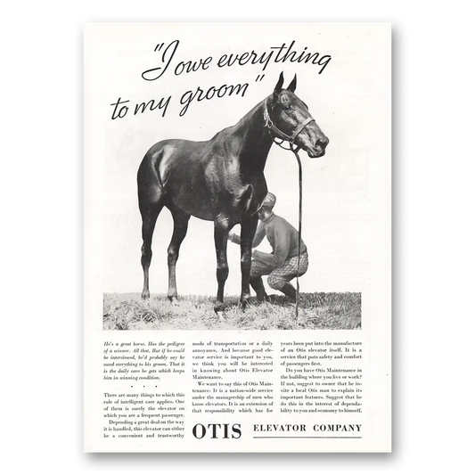 1933 Otis Elevator I Owe Everything to My Groom Vintage Magazine Print Ad