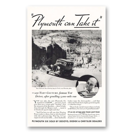 1933 Plymouth Six Can Take It On Toby Couture Vintage Magazine Print Ad