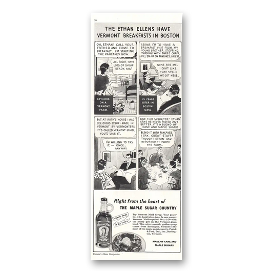 1933 Vermont Maid Syrup Ethan Ellens Breakfast Boston Vintage Magazine Print Ad