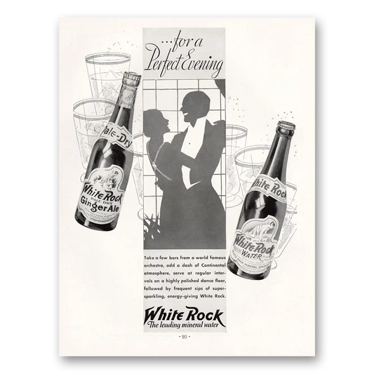 1933 White Rock Beverages For a Perfect Evening Vintage Magazine Print Ad