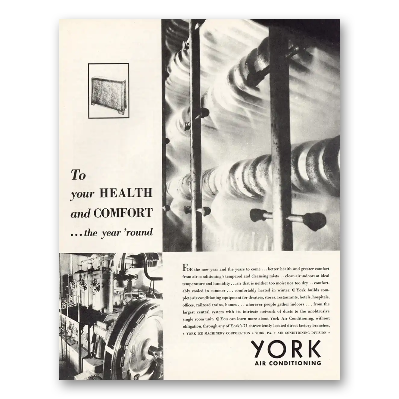 1933 York Air Conditioning Your Health and Comfort Vintage Magazine Print Ad