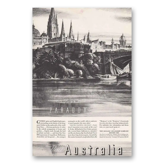 1934 Oceanic Steamship Australia Paradox Vintage Magazine Print Ad