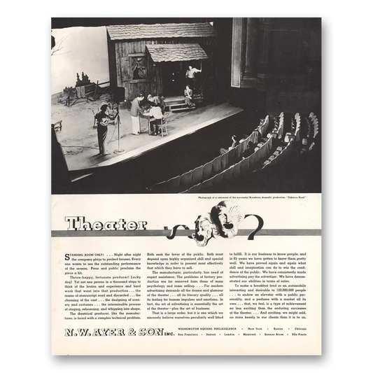 1934 N W Ayer Theater Standing Room Only Vintage Magazine Print Ad