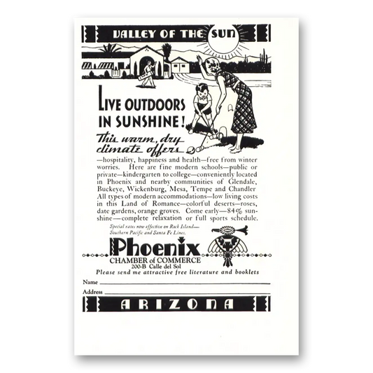 1934 Phoenix Arizona Live Outdoors In Sunshine Vintage Magazine Print Ad