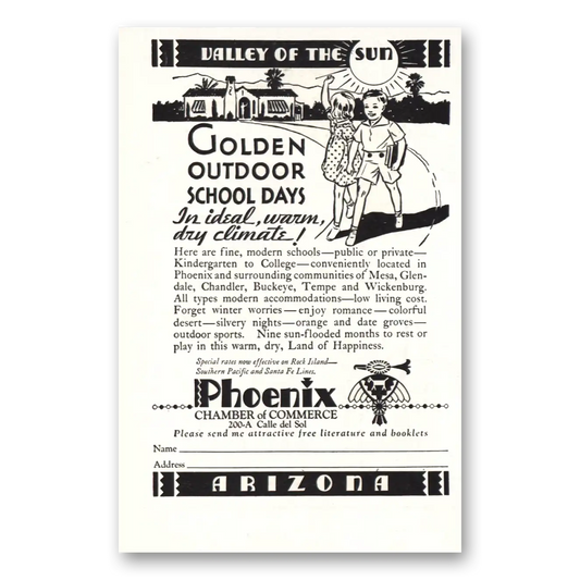 1934 Phoenix Arizona Golden Outdoor School Days Vintage Magazine Print Ad