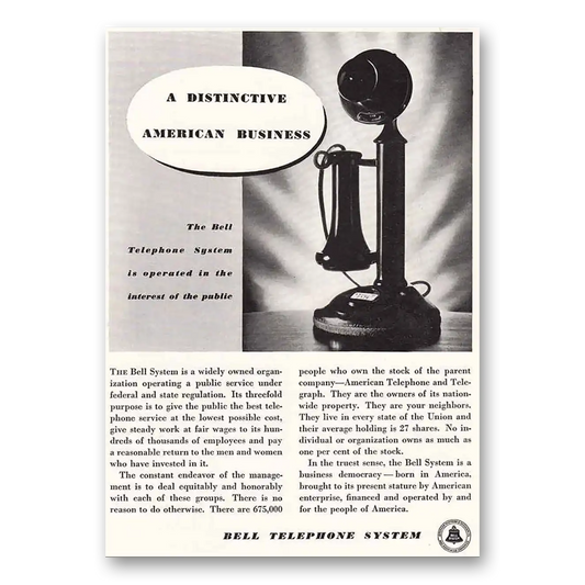 1934 Bell Telephone Distinctive American Business Vintage Magazine Print Ad