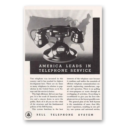 1934 Bell Telephone America Leads Vintage Magazine Print Ad