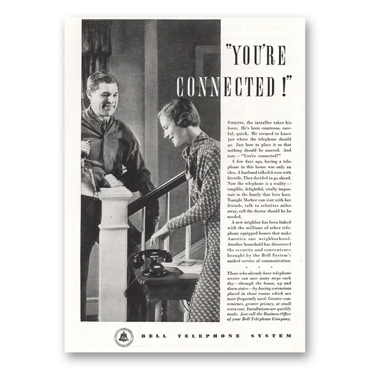 1934 Bell Telephone You're Connected Vintage Magazine Print Ad