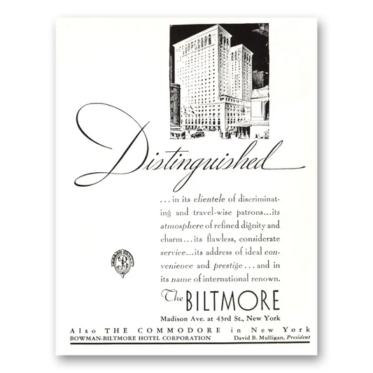 1934 Biltmore Hotel Distinguished Vintage Magazine Print Ad