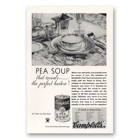 1934 Campbells Pea Soup That Reveals the Perfect Vintage Magazine Print Ad