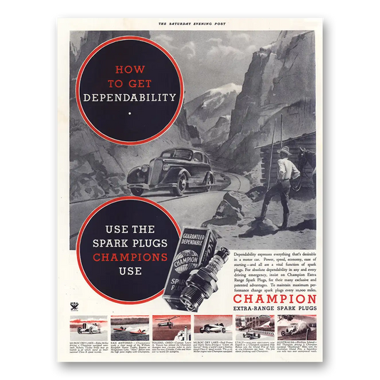 1934 Champion Spark Plugs How to Get Dependability Vintage Magazine Print Ad