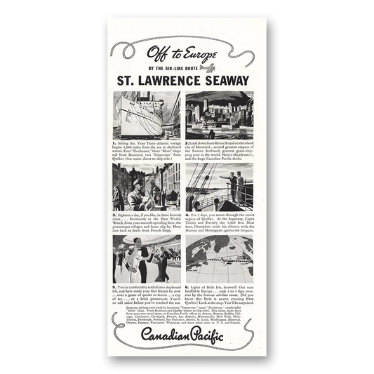 1934 Canadian Pacific St Lawrence Seaway Vintage Magazine Print Ad