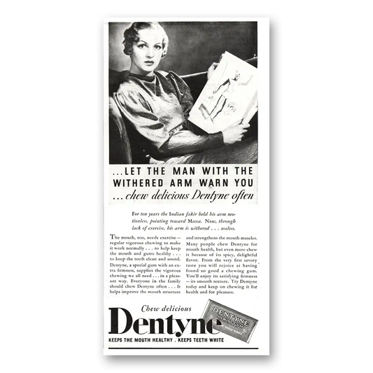 1934 Dentyne Man With the Withered Arm Vintage Magazine Print Ad