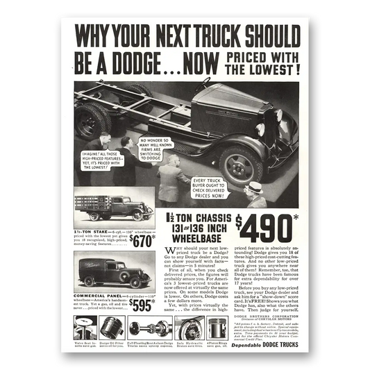 1934 Dodge Trucks Next Truck Should Be a Dodge Vintage Magazine Print Ad