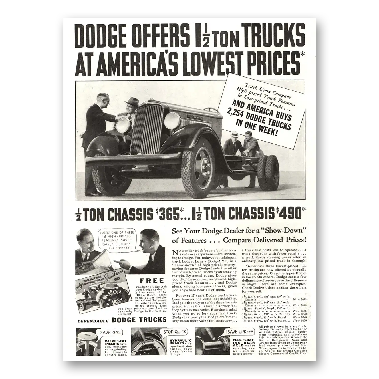 1934 Dodge Trucks Americas Lowest Prices Vintage Magazine Print Ad