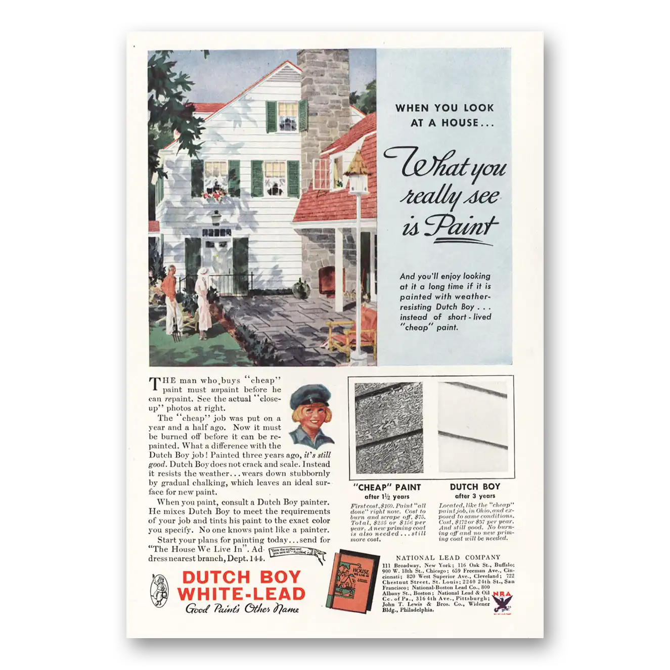 1934 Dutch Boy Paint White Lead Paint What Your Really See Vintage Magazine Print Ad