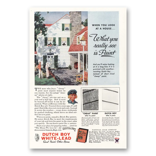 1934 Dutch Boy Paint White Lead Paint What Your Really See Vintage Magazine Print Ad