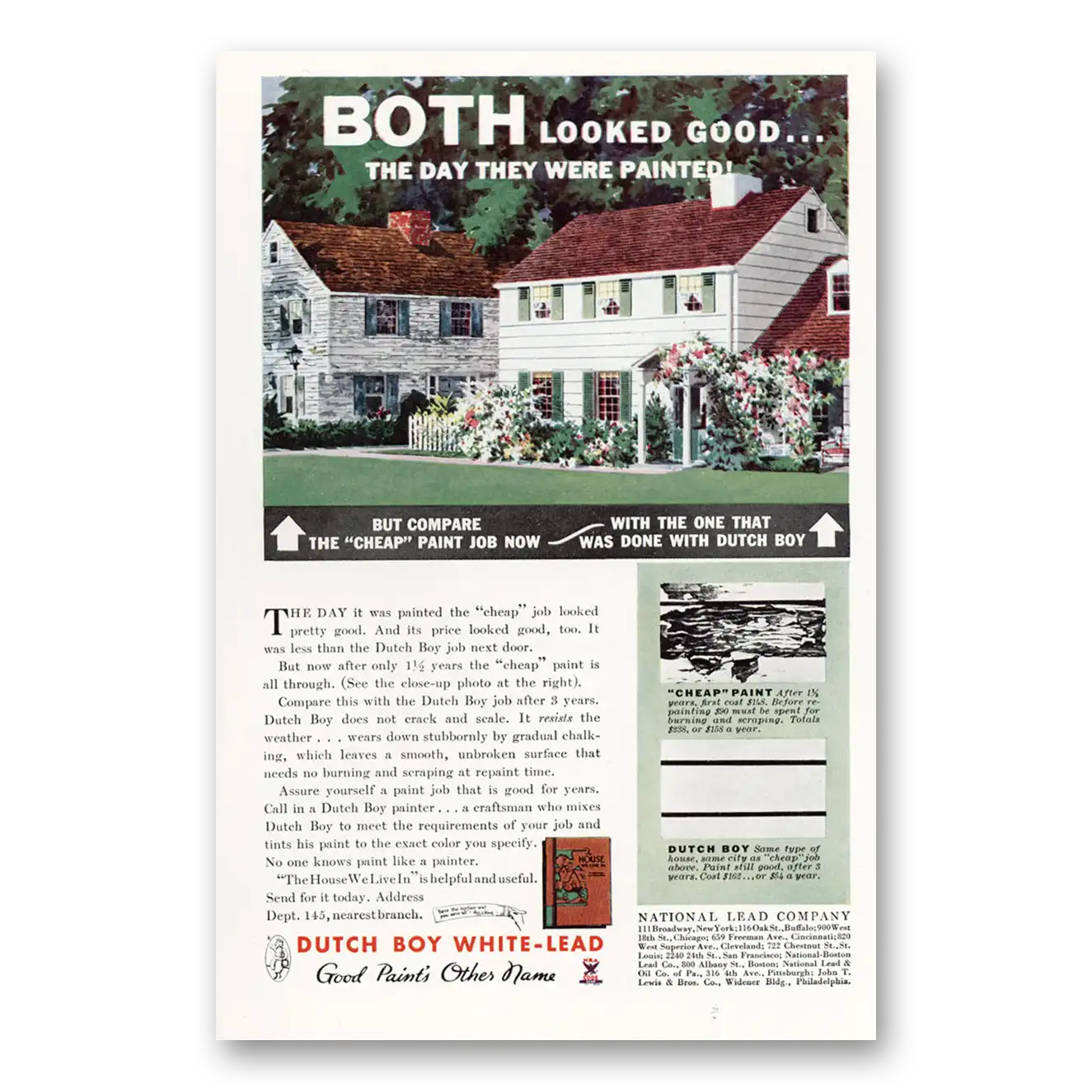 1934 Dutch Boy Paint White Lead Paint Both Looked Good the Day They Were Painted Vintage Magazine Print Ad